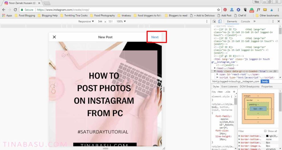 Post Photos on Instagram from PC