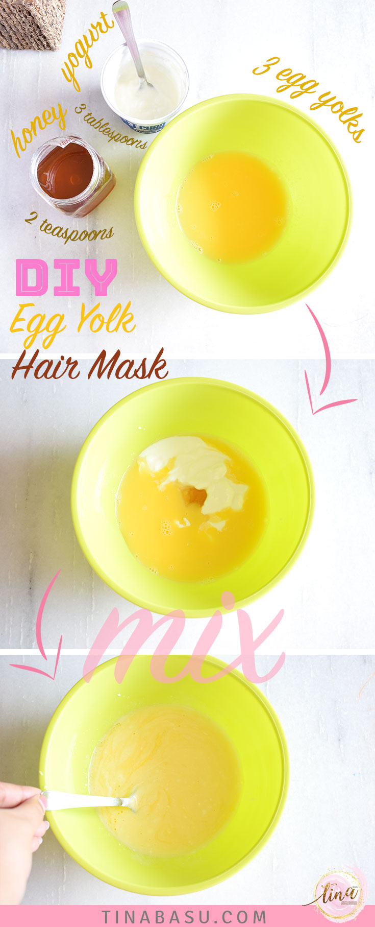 DIY Hair Conditioning hair mask with Egg yolk steps