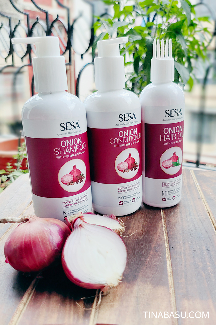 sesa onion hair care range - onion oil, onion shampoo, onion conditioner