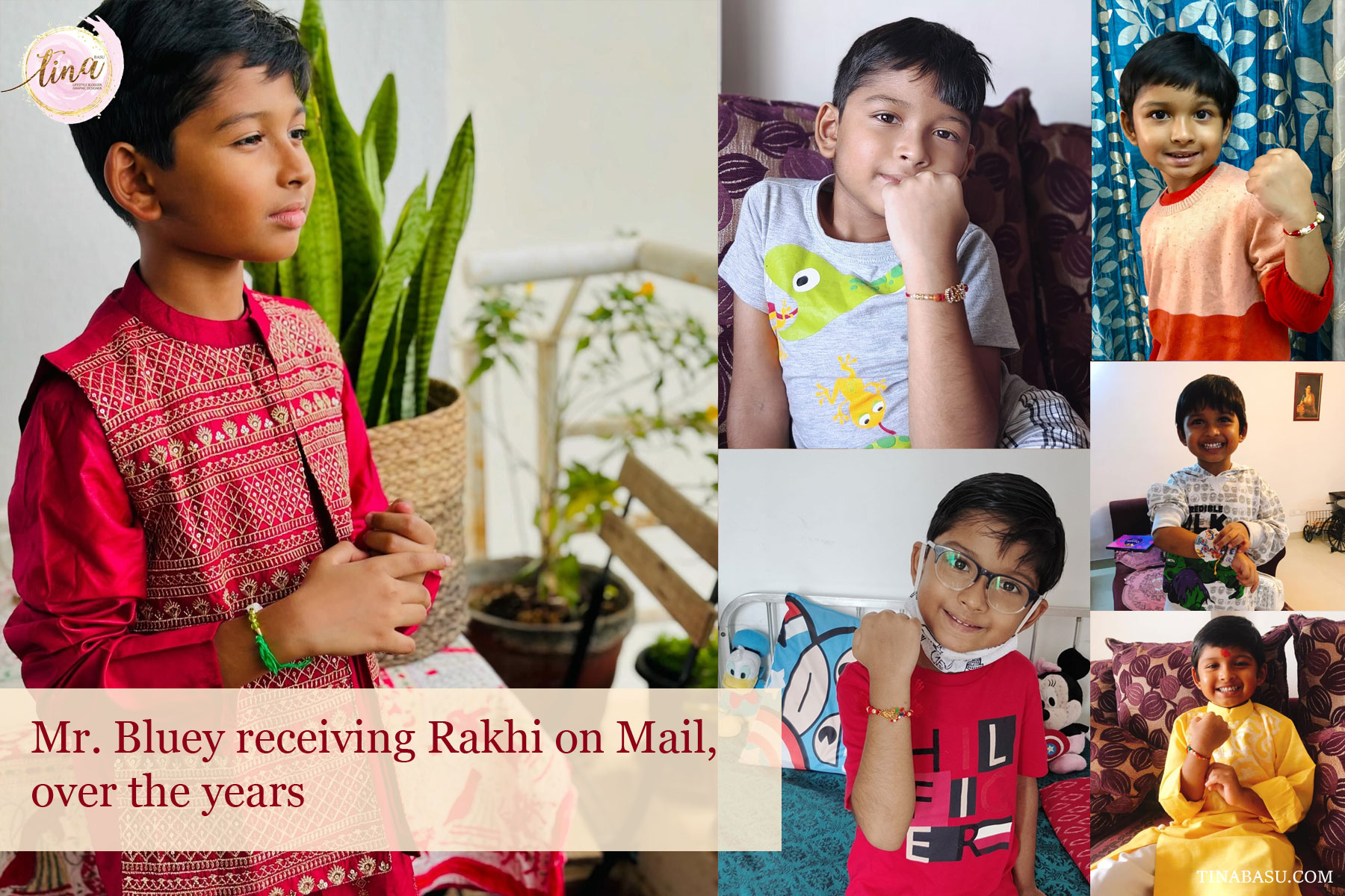 celebrating rakhi with single child, Mr. Bluey receiving Rakhi on Mail