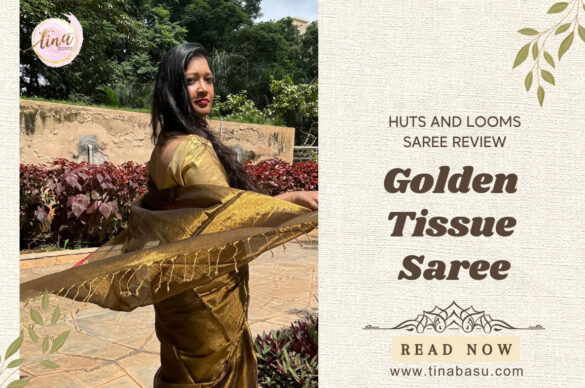 golden tissue saree