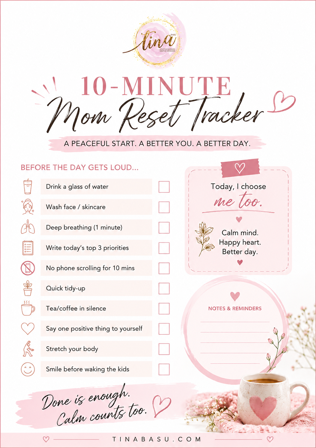 10 Minute Mom Reset Tracker Printable